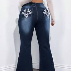 Florals Jeans Shein Plus Size Casual Denim Jeans - Fashionable