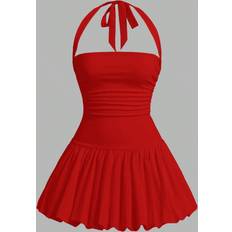 Shein Ruched Halter Mini Dress - Solid Color