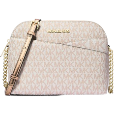 Pink - Women Crossbody Bags Michael Kors Jet Set Travel Medium Metallic Signature Logo Dome Crossbody Bag - Rose Gold