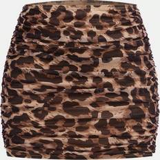 Girls Skirts Shein Casual Minimalist Comfy Side Lace-Up Short Skirt - Leopard Print
