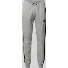 Essentials Fleece Tapered Cuff Joggers - Med Grey/White