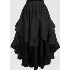 Shein Retro Schwarzer Geraffter A-Linien-Rock - Schwarz