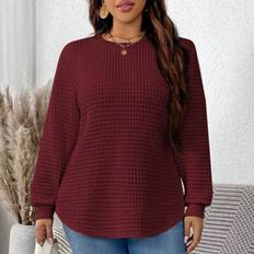 Shein Plus Size Casual Textured Fabric Pullover Sweatshirt - Solid Color