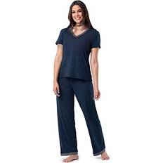 Hood Pyjamas Fruit of the Loom Plus Size Short Sleeve Tee and Pant Set - Midnight Blue