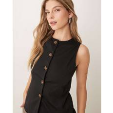Solid Colours - Unisex Vests New Look Crew Neck Waistcoat - Black