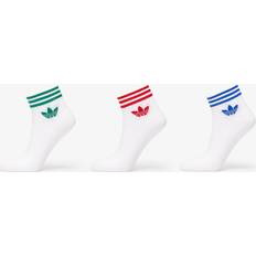 adidas Island Club Trefoil Ankle Socks 3-Pack - White/Better Scarlet/Blue/Green