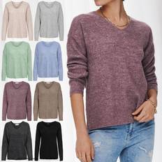 Alpaka Bekleidung Only Damen Pullover V-Ausschnitt - Gris