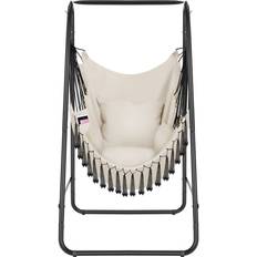 tectake Swing Chair Alison 3 Thick Pillows Beige
