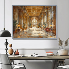 Interior Details Design Art Yellow Hotel Grand Getaway Wall 12 H x 20 W Framed Art