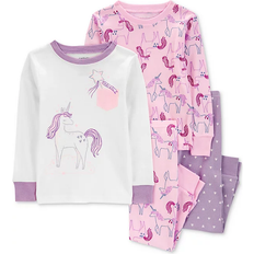 Long Sleeves Pajamases Children's Clothing Carter's Toddler Unicorn 100% Snug Fit Cotton Pajamas 4-piece - Pink/Purple