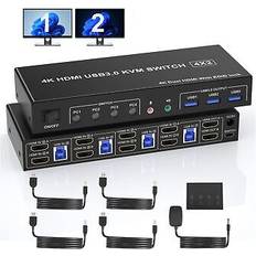 KVM Switches Arkidyn Plus USB 3.0 HDMI Dual Monitor KVM Switch 4 pcs