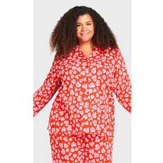 5XL Pajamas Plus Size Button Heart Sleep Top - Shadow Heart