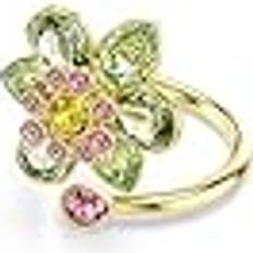 Swarovski Green Rings Swarovski Idyllia Open Ring Mixed Cuts Flower Green Tone Plated