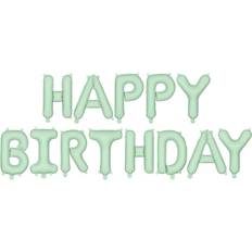 Grøn Talballoner PartyDeco Grøn Happy Birthday Folieballon 340x35 cm