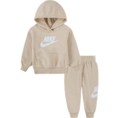 Nike 12-18M Tracksuits Nike Baby Sportswear Club Fleece Hoodie Set - Sanddrift/White (66L135-X5C)