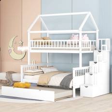 CITYLIGHT Twin Over Full Beds with Trundle Bunk Bed