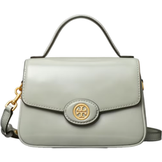 Tory Burch Green Crossbody Bags Tory Burch Small Robinson Spazzolato Top Handle Bag - Light Granite