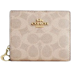 Coach Snap Wallet In Signature Canvas - Gold/Sand/Chalk