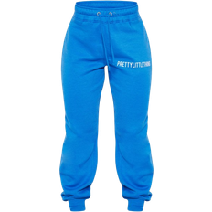 PrettyLittleThing Logo High Waisted Cuffed Joggers - Blue