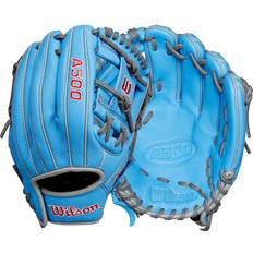 Baseball Wilson A500 11" Infield Youth Baseball Glove Left Hand Throw, Blue/Grey/Red