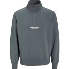 Jack & Jones Dame Sweatere Jack & Jones Jorvesterbro Sweatshirt Med Halv Lynlås Blue