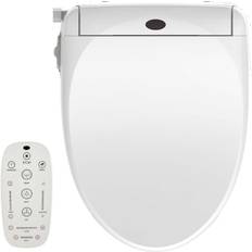 Jep electric bidet toilet seat for elongated round toilets heated remote control White