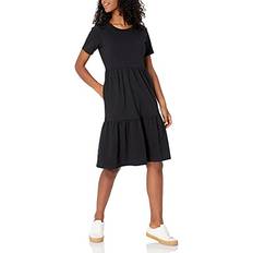XXL Klänningar Barnkläder Amazon Essentials Women's Short-Sleeve Crewneck Dress - Black