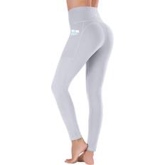 High Waisted Leggings with Pockets - Light Grey