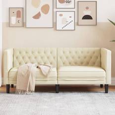 vidaXL Chesterfield-Sofa 2-Sitzer Creme Sofa Zweisitzer