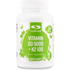 Healthwell Vitamin D3 5000 K2 100 Kapsler 90 stk