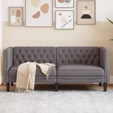 Konstläder Soffor vidaXL Chesterfieldsoffa 2-sits Grå Konstläder Soffa 2-sits, 3-sits