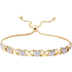 Macy's 14k Bracelets Macy's Accent Heart X Link Bracelet - Gold/Diamonds