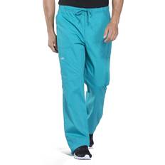 5XL Work Pants Cherokee Men's Scrub Pant Tapered Leg Fly Front Cargo Pant - Teal Blue