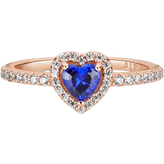 Pandora Sparkling Elevated Heart Ring - Rose/Blue/Transparent