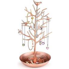 Flexzion Jewelry display stand, earring necklace holder tree tower organizer (copper) Brown 0.38 Kilograms