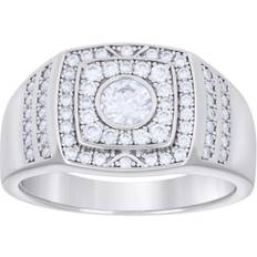 Square Halo Pinky Ring 925 Sterling Silver