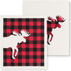 Checkered Dishcloths Ophelia & Co Buffalo Check Moose Set of 2 8" L x 6.5" W Dishcloth