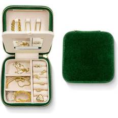 Green Jewellery Storage Benevolence LA Plush Velvet Travel Jewelry Box Organizer - Emerald Velvet