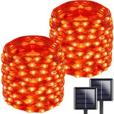 YIQU Orange Super-Long Solar Halloween Lights 72ft 200 LED 2-Pack