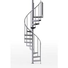 Gray Stairs & Railings Global Industrial Condor 42"H Platform 2 Rails Spiral Stair Kit, 42" Dia, 14-1/8'H, Gray, Unassembled