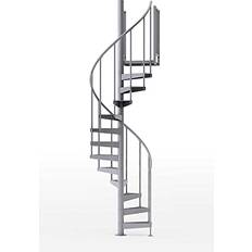 Gray Stairs & Railings Global Industrial Condor 42"H Platform 2 Rails Spiral Stair Kit, 42" Dia, 14-1/8'H, Gray, Unassembled