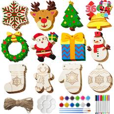 Joyin Christmas Wooden Hanging Ornaments 36 Pcs