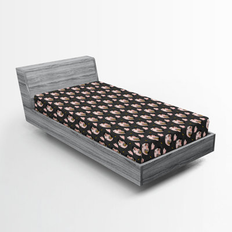 Ambesonne Bird Print Fitted Twin Rose Dark Grey Bed Sheet