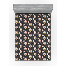 Ambesonne Bird Print Fitted King Rose Dark Grey Bed Sheet