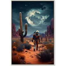 Astronaut Desert Canvas 24 x 36 Framed Art