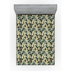 Ambesonne Abstract Fitted King Teal Khaki Dark Grey Bed Sheet