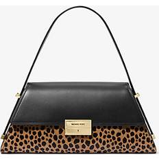Tasker Michael Kors Ludlow Medium Leather Cheetah-Print Calf Hair Shoulder Bag - Natural