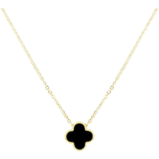 Black Jewelry The Lovery Small Single Clover Necklace - Gold/Onyx