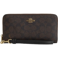 Long Zip Around Wallet in Signature Canvas - Gold/Walnut/Black