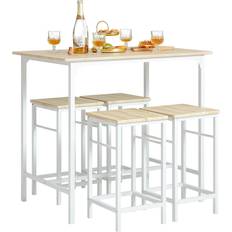 Hvid Bordgrupper SoBuy OGT11-WN White/Natural Bordgruppe 60x100cm 5stk